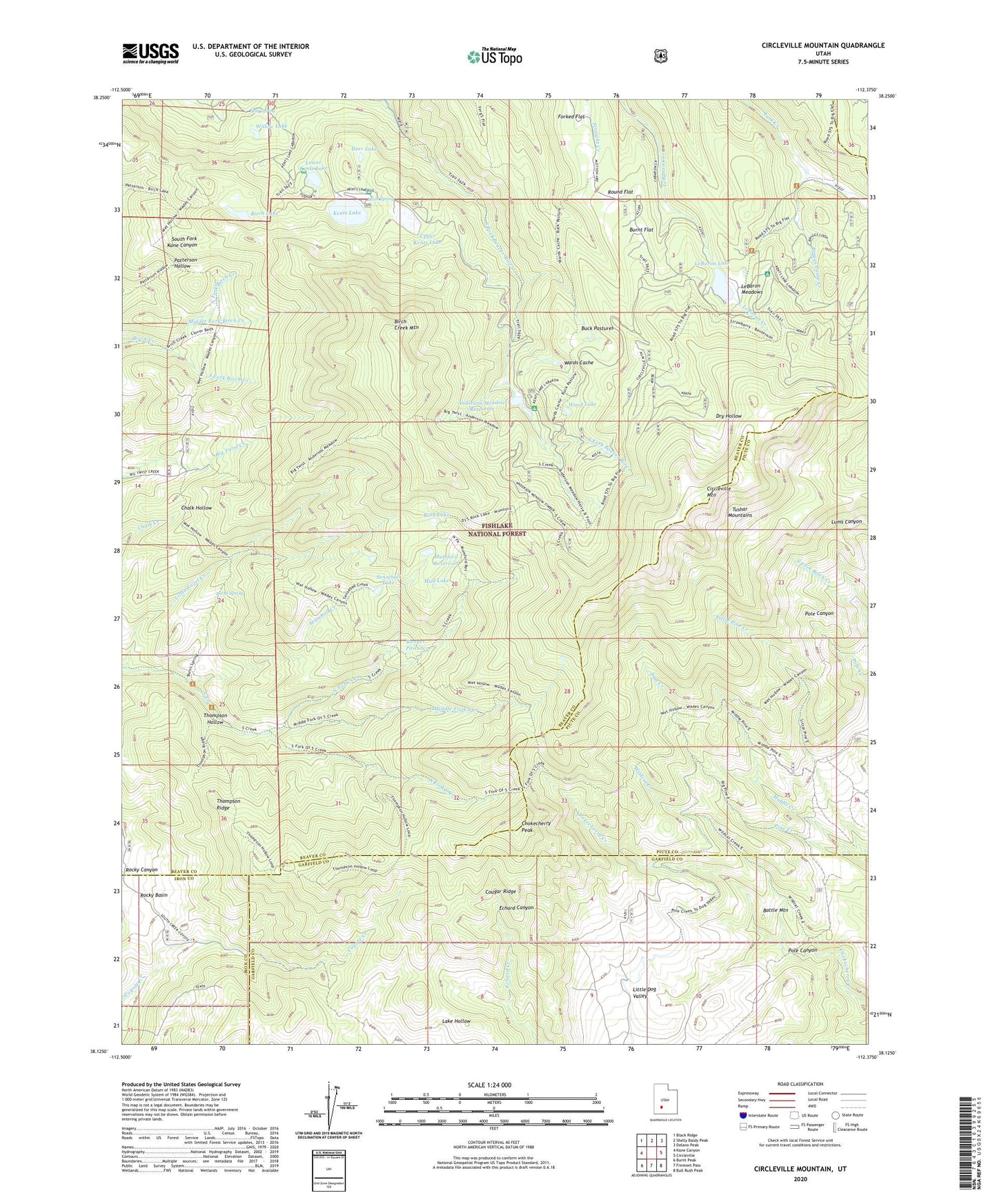 Circleville Mountain Utah US Topo Map Image