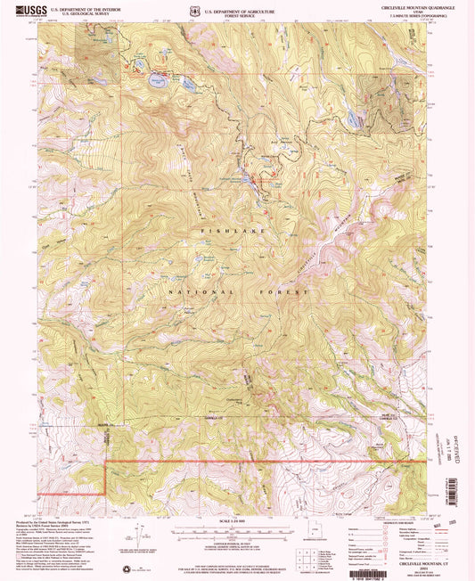 Classic USGS Circleville Mountain Utah 7.5'x7.5' Topo Map Image