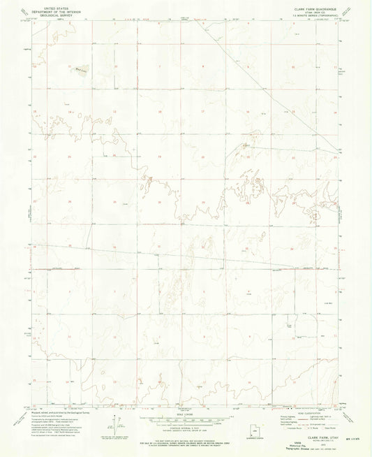 Classic USGS Clark Farm Utah 7.5'x7.5' Topo Map Image