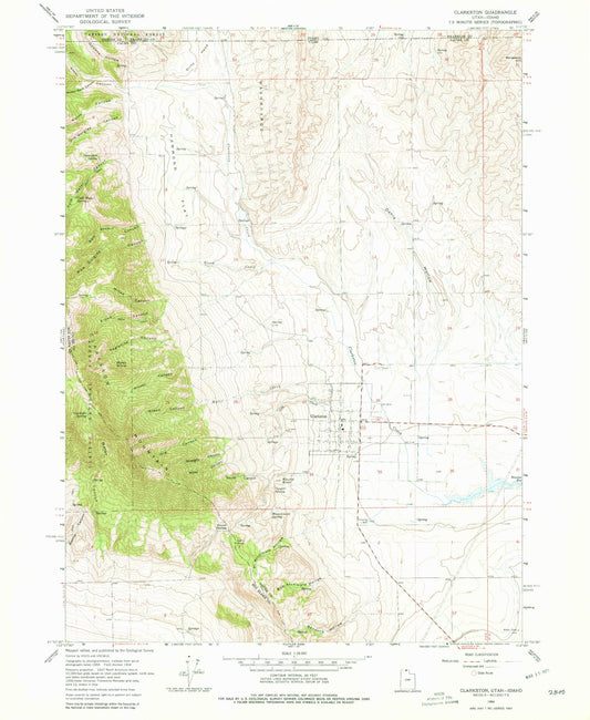 Classic USGS Clarkston Utah 7.5'x7.5' Topo Map Image