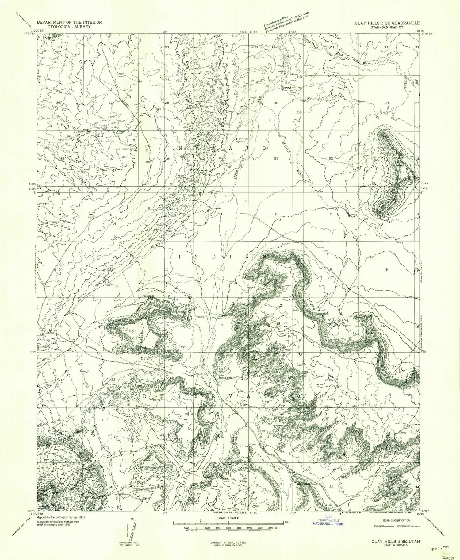 Classic USGS Oljato Utah 7.5'x7.5' Topo Map Image