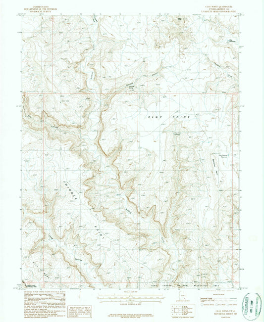 Classic USGS Clay Point Utah 7.5'x7.5' Topo Map Image