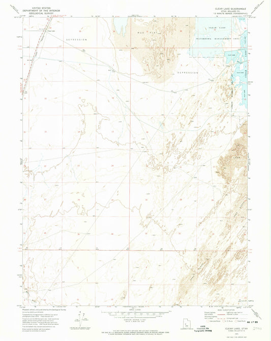 Classic USGS Clear Lake Utah 7.5'x7.5' Topo Map Image