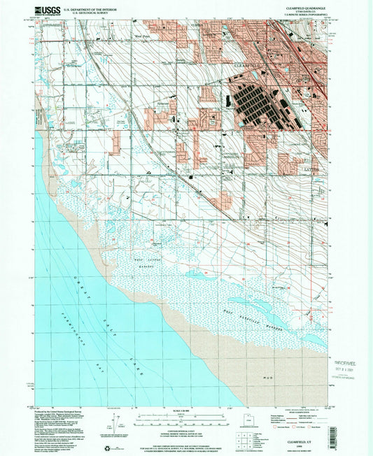 Classic USGS Clearfield Utah 7.5'x7.5' Topo Map Image