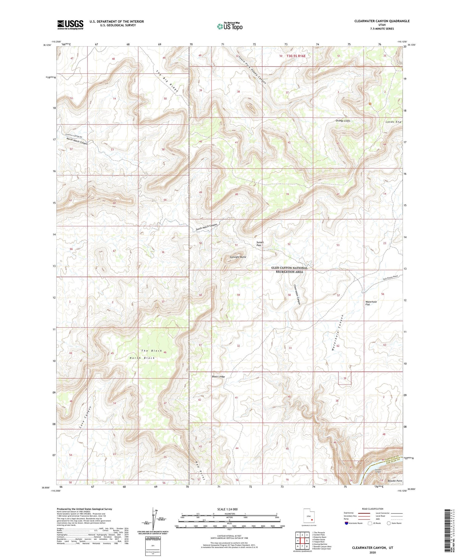 Clearwater Canyon Utah US Topo Map Image