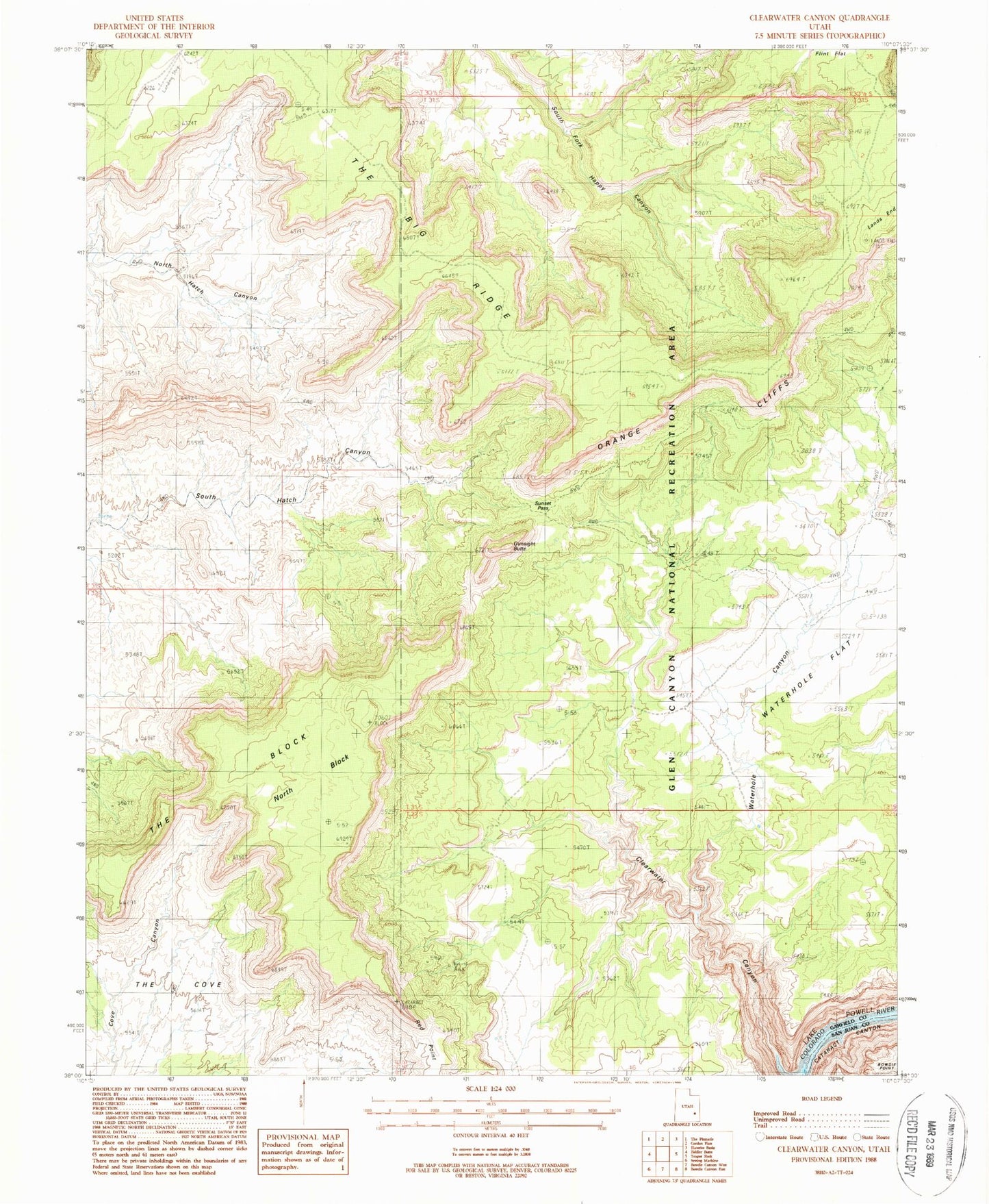Classic USGS Clearwater Canyon Utah 7.5'x7.5' Topo Map Image