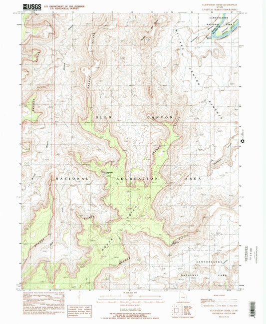 Classic USGS Cleopatras Chair Utah 7.5'x7.5' Topo Map Image
