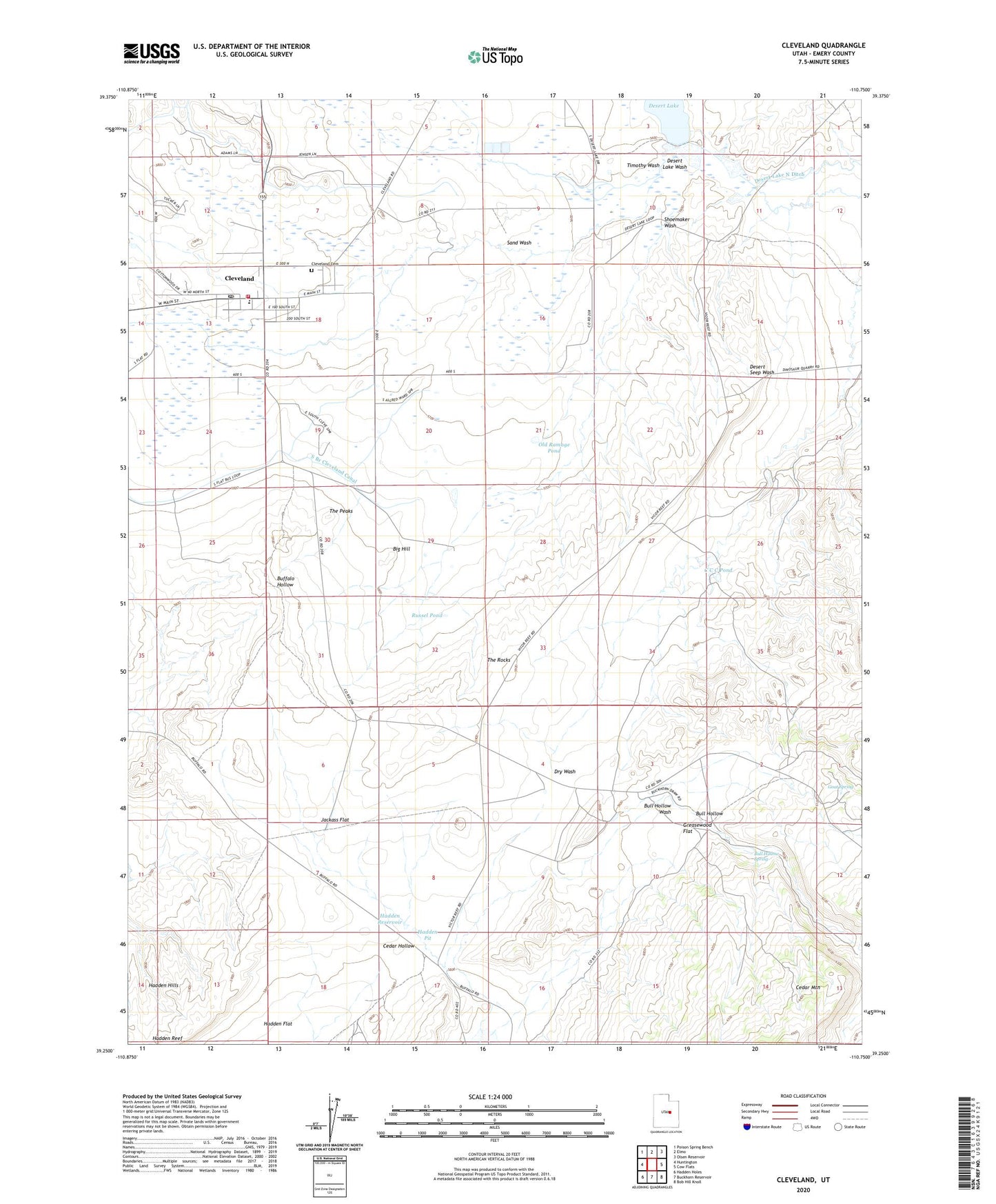 Cleveland Utah US Topo Map Image