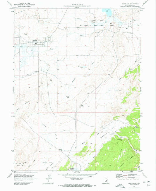 Classic USGS Cleveland Utah 7.5'x7.5' Topo Map Image