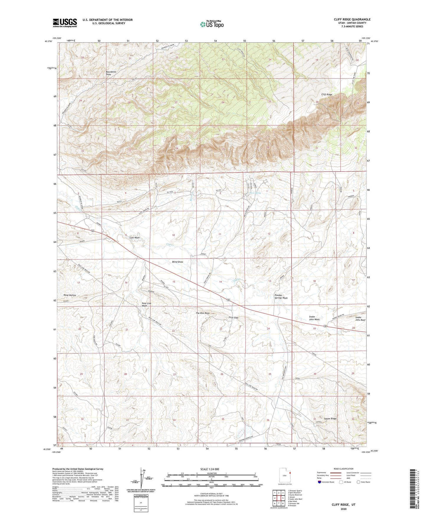 Cliff Ridge Utah US Topo Map Image