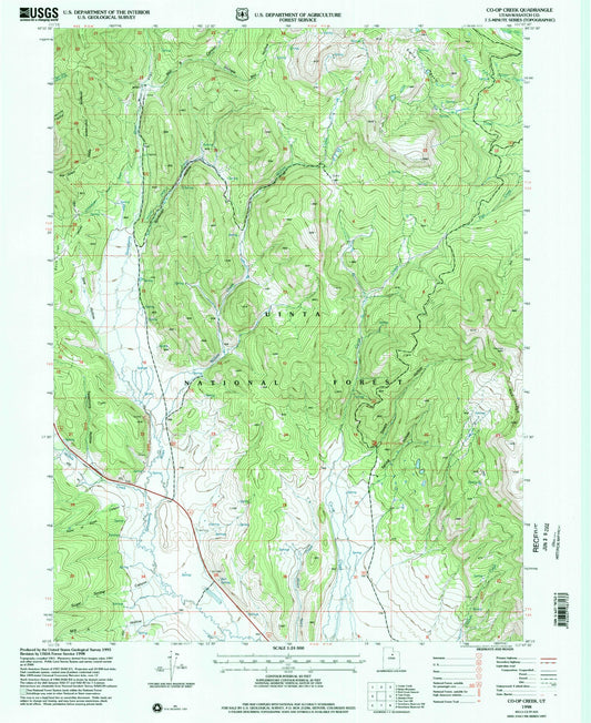 Classic USGS Co-op Creek Utah 7.5'x7.5' Topo Map Image