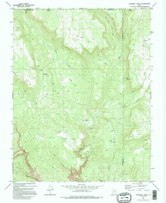 Classic USGS Cogswell Point Utah 7.5'x7.5' Topo Map Image
