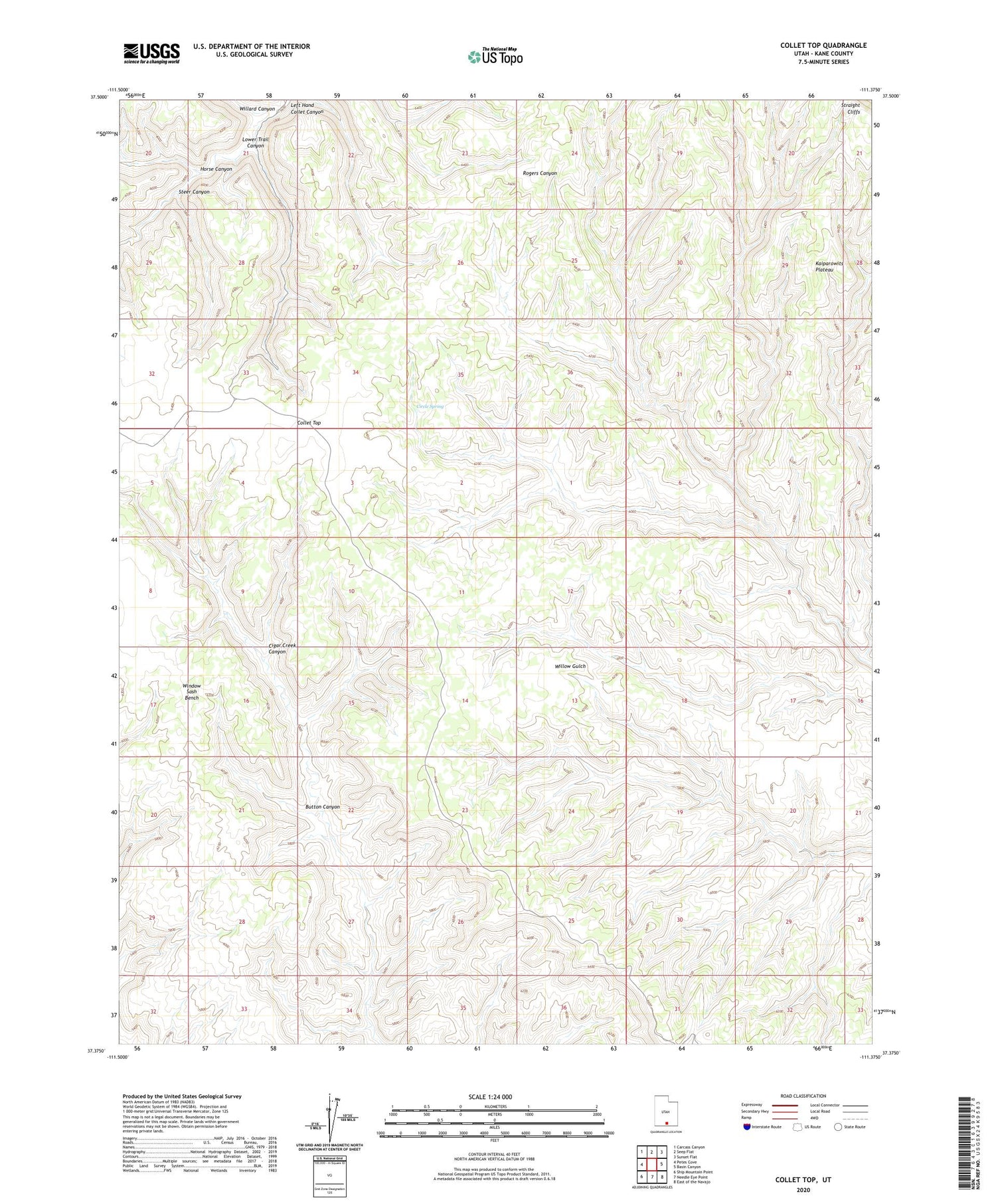 Collet Top Utah US Topo Map Image
