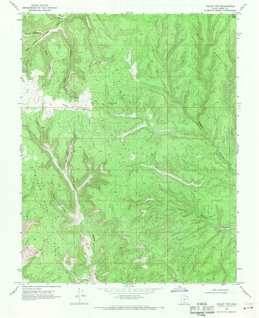 Classic USGS Collet Top Utah 7.5'x7.5' Topo Map Image
