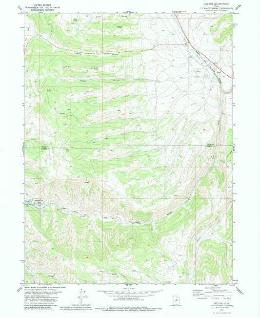 Classic USGS Colton Utah 7.5'x7.5' Topo Map Image