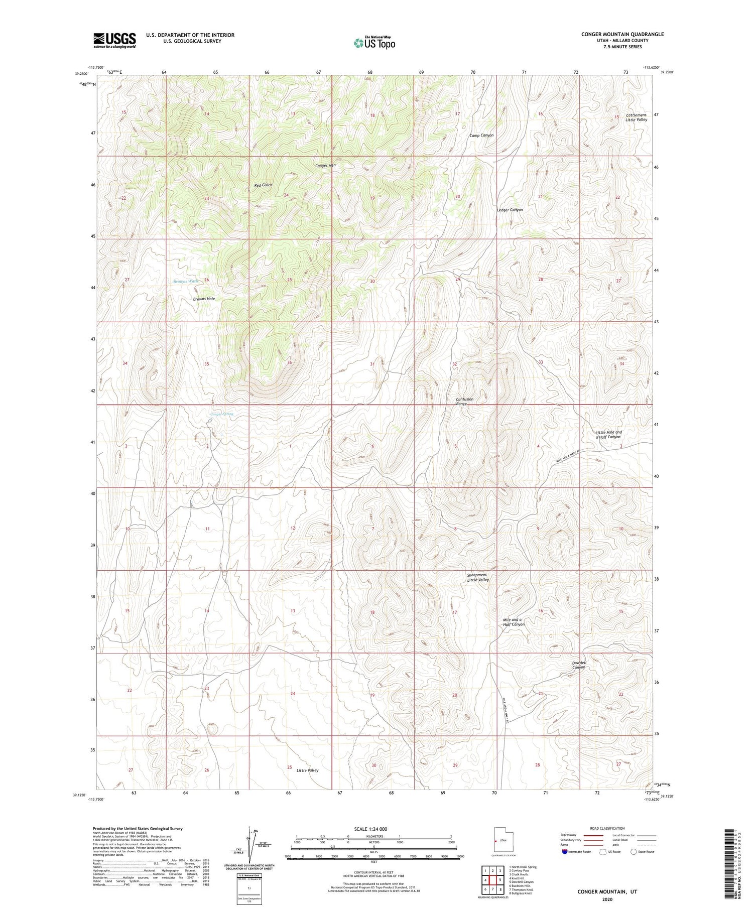 Conger Mountain Utah US Topo Map Image