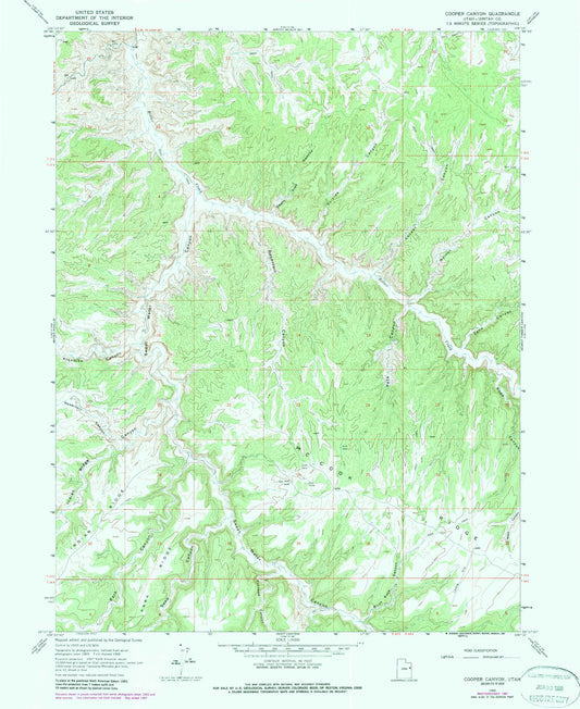 Classic USGS Cooper Canyon Utah 7.5'x7.5' Topo Map Image