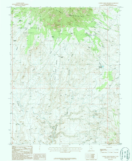 Classic USGS Copper Creek Benches Utah 7.5'x7.5' Topo Map Image