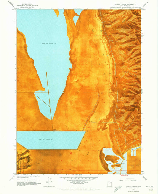 Classic USGS Corral Canyon Utah 7.5'x7.5' Topo Map Image