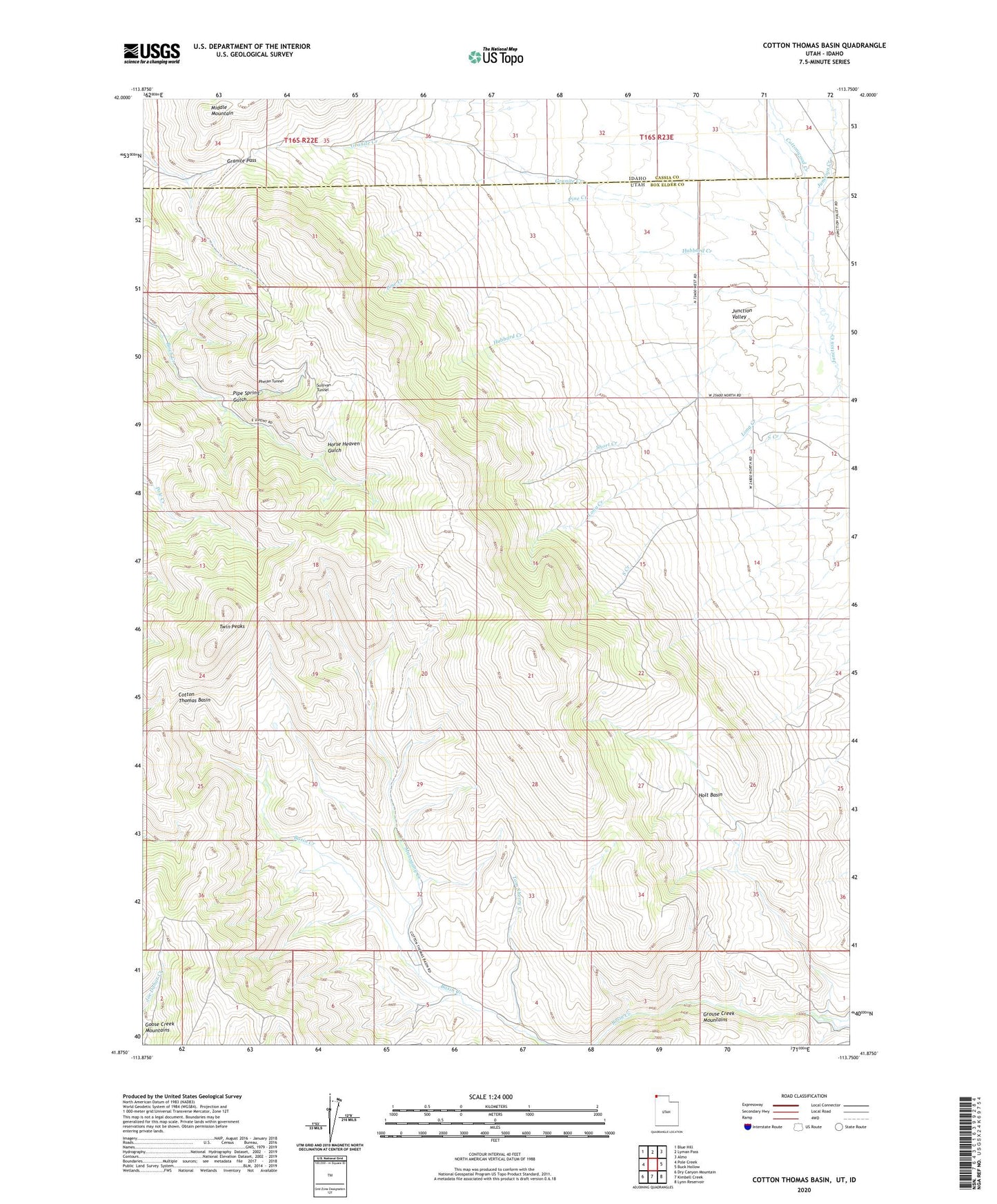 Cotton Thomas Basin Utah US Topo Map Image