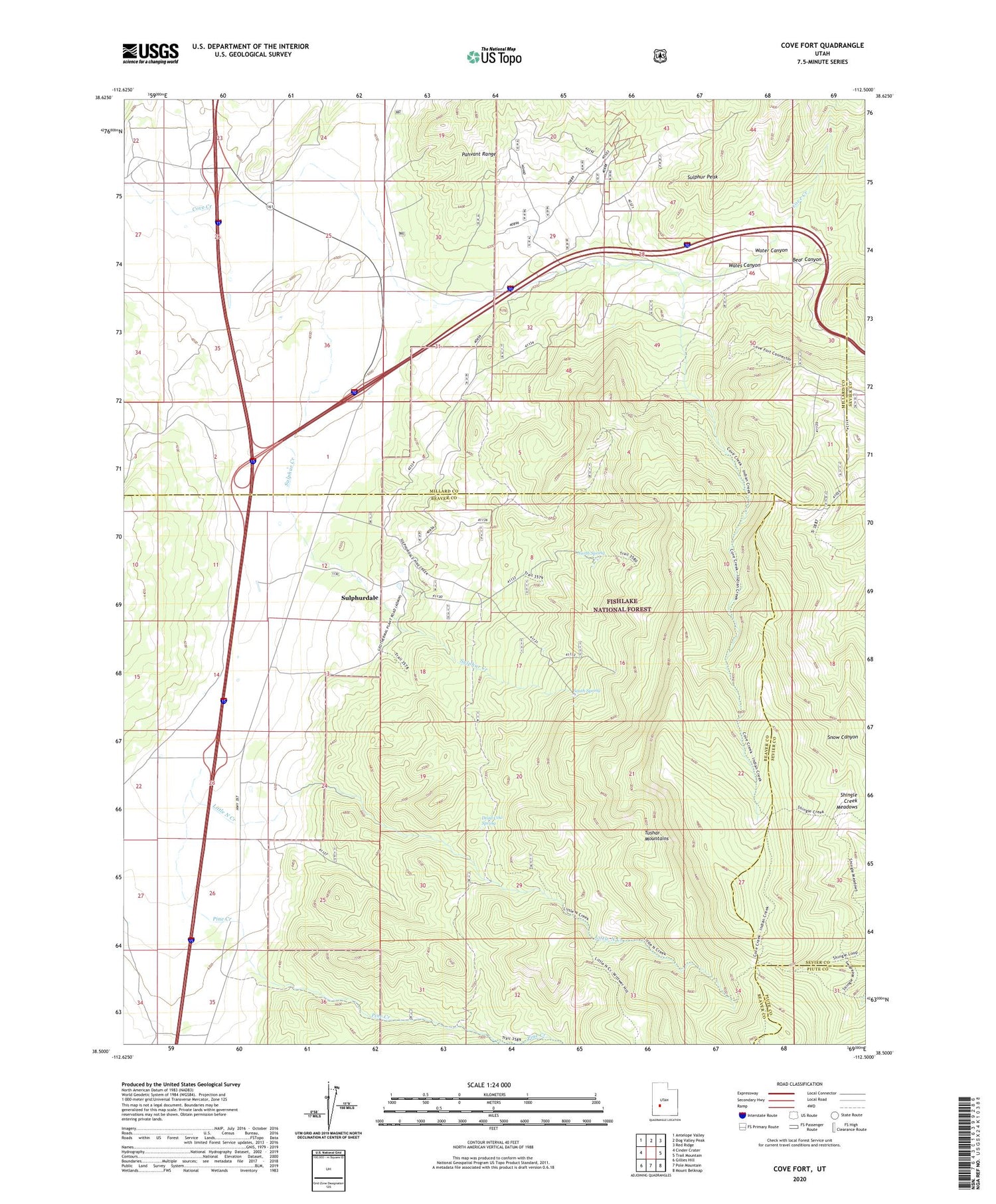 Cove Fort Utah US Topo Map Image