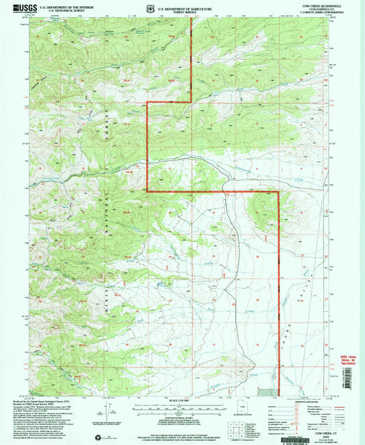Classic USGS Cow Creek Utah 7.5'x7.5' Topo Map Image