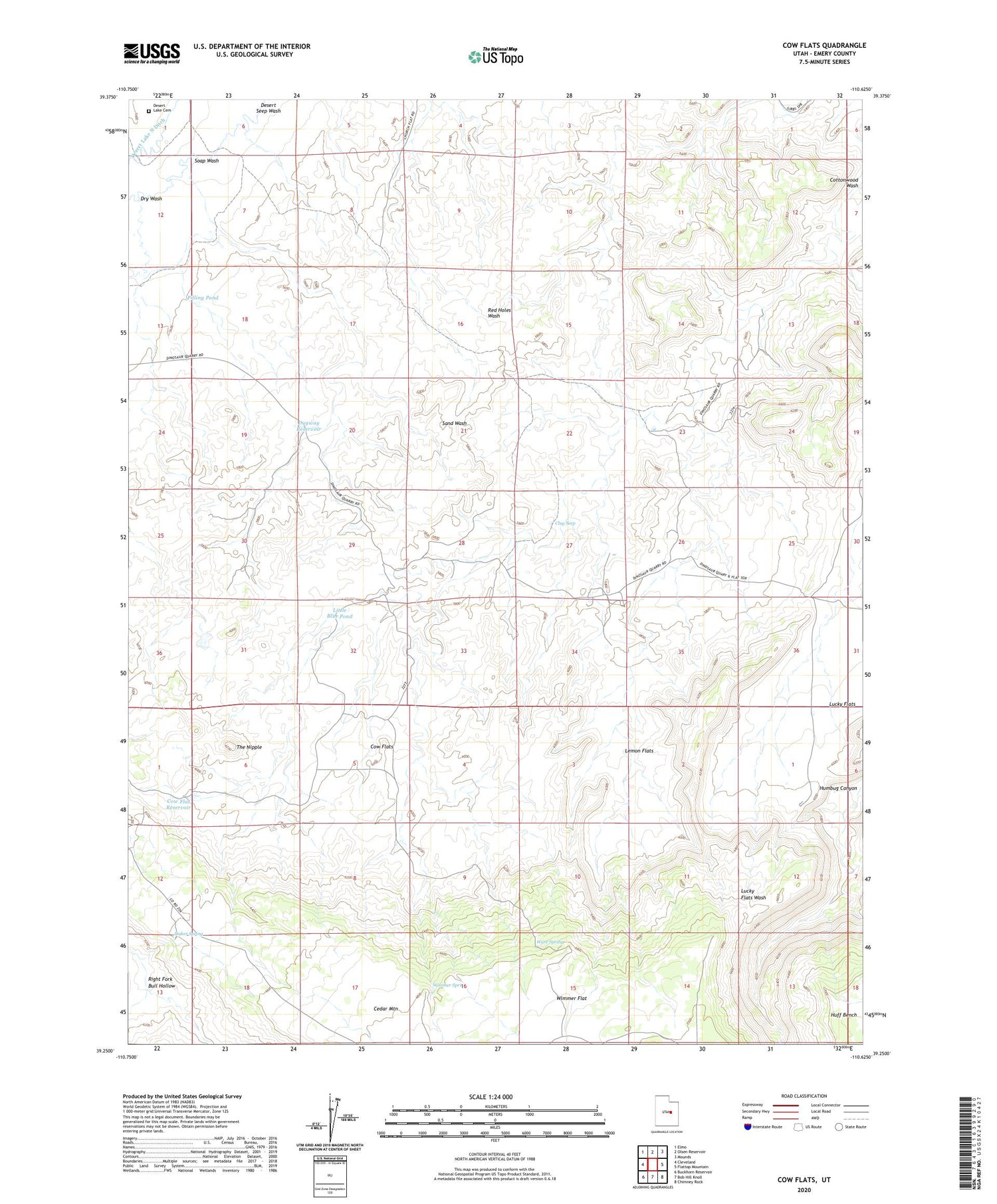 Cow Flats Utah US Topo Map Image