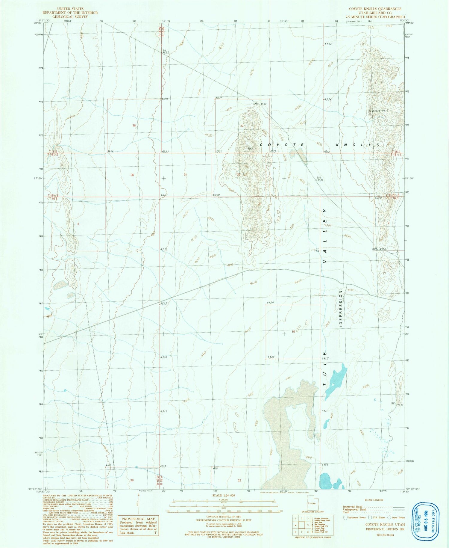 Classic USGS Coyote Knolls Utah 7.5'x7.5' Topo Map Image