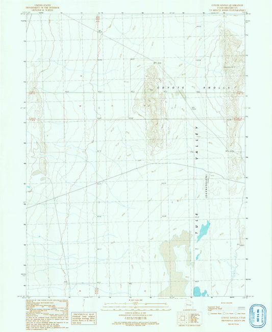 Classic USGS Coyote Knolls Utah 7.5'x7.5' Topo Map Image