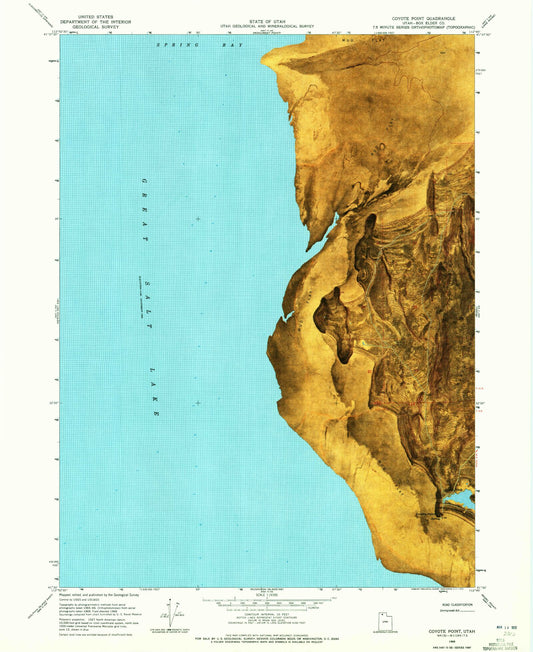Classic USGS Coyote Point Utah 7.5'x7.5' Topo Map Image
