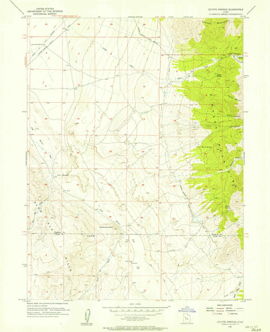 Classic USGS Coyote Springs Utah 7.5'x7.5' Topo Map Image