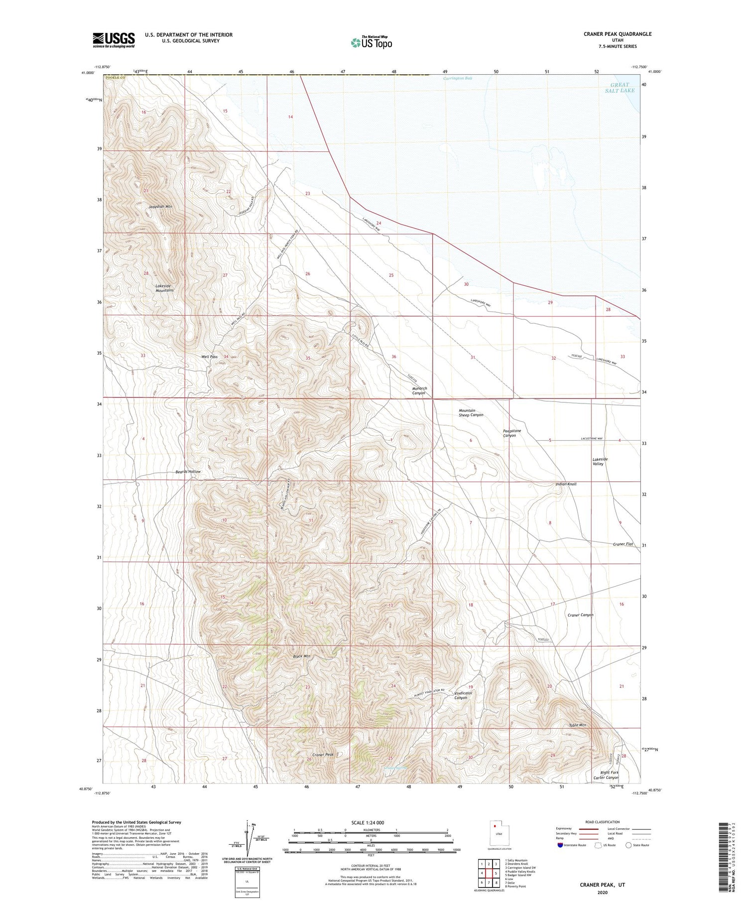 Craner Peak Utah US Topo Map Image