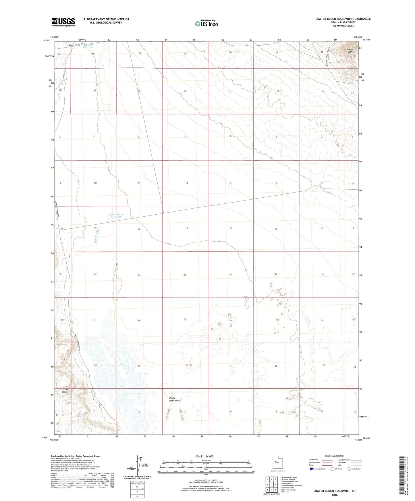 Crater Bench Reservoir Utah US Topo Map Image