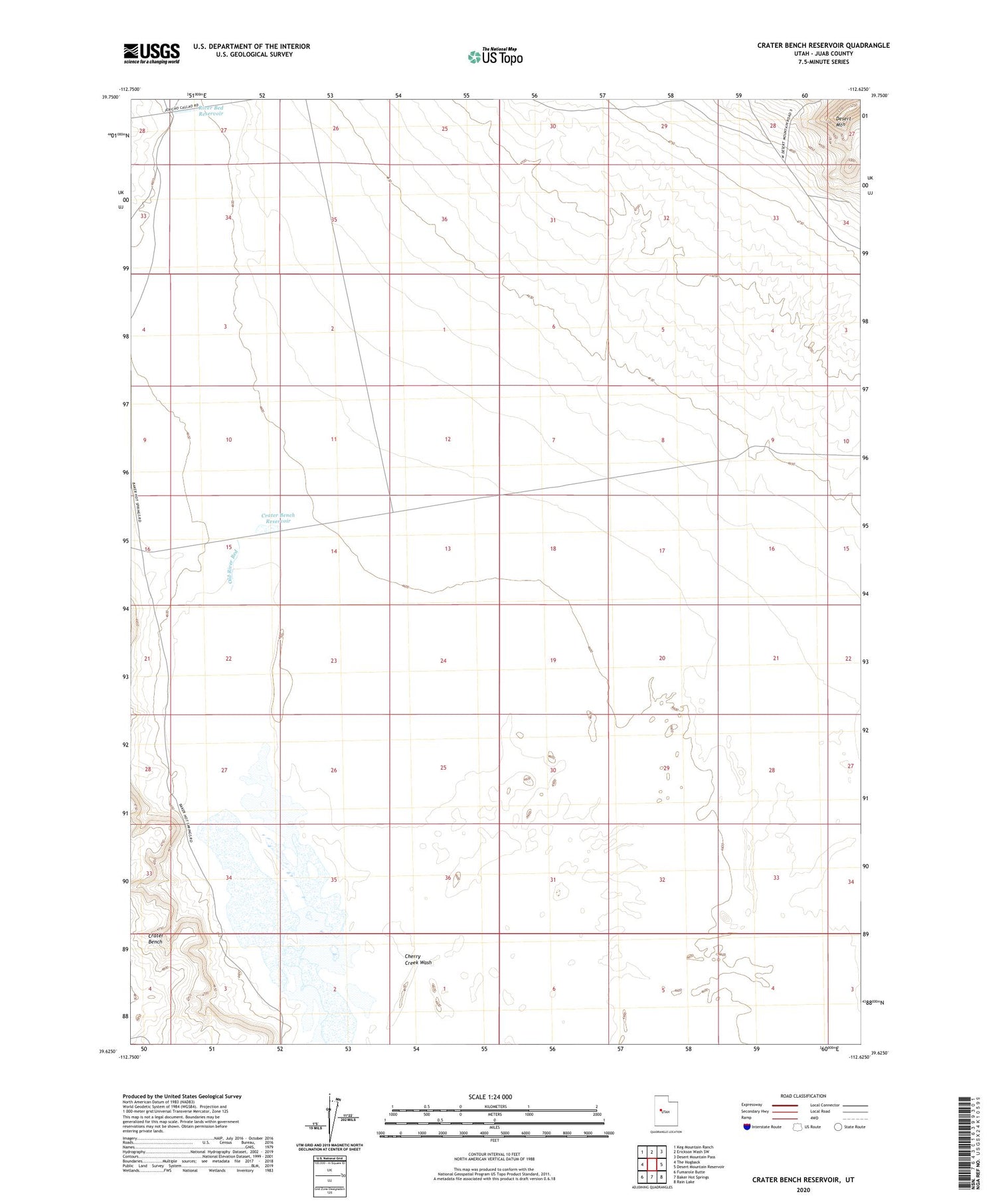 Crater Bench Reservoir Utah US Topo Map Image