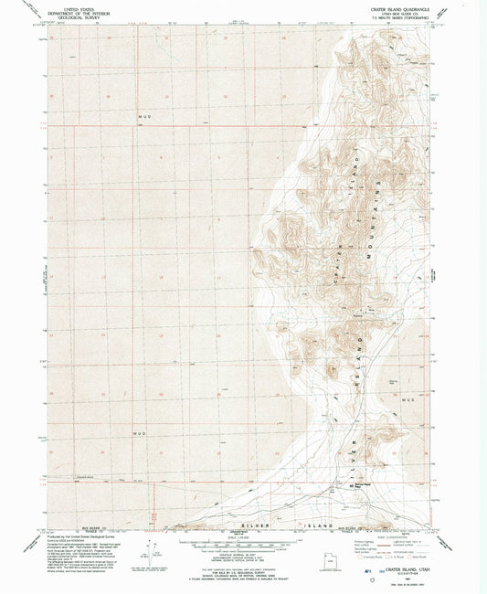 Classic USGS Crater Island Utah 7.5'x7.5' Topo Map Image