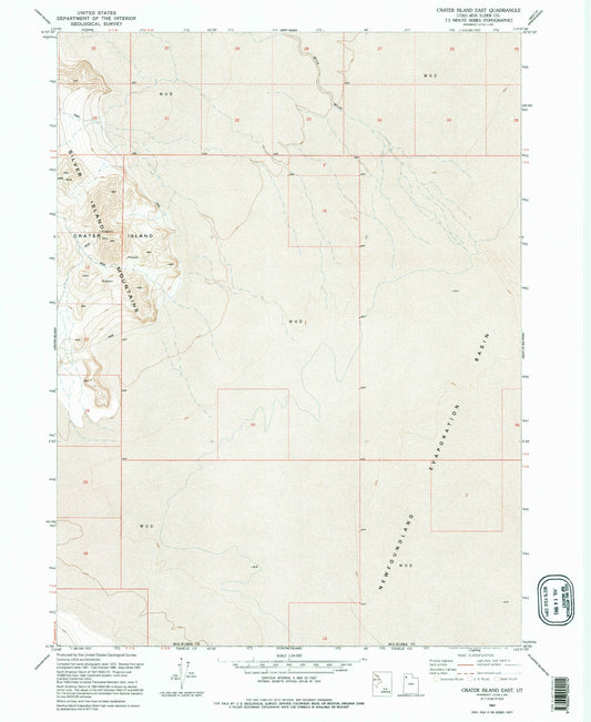 Classic USGS Crater Island East Utah 7.5'x7.5' Topo Map Image