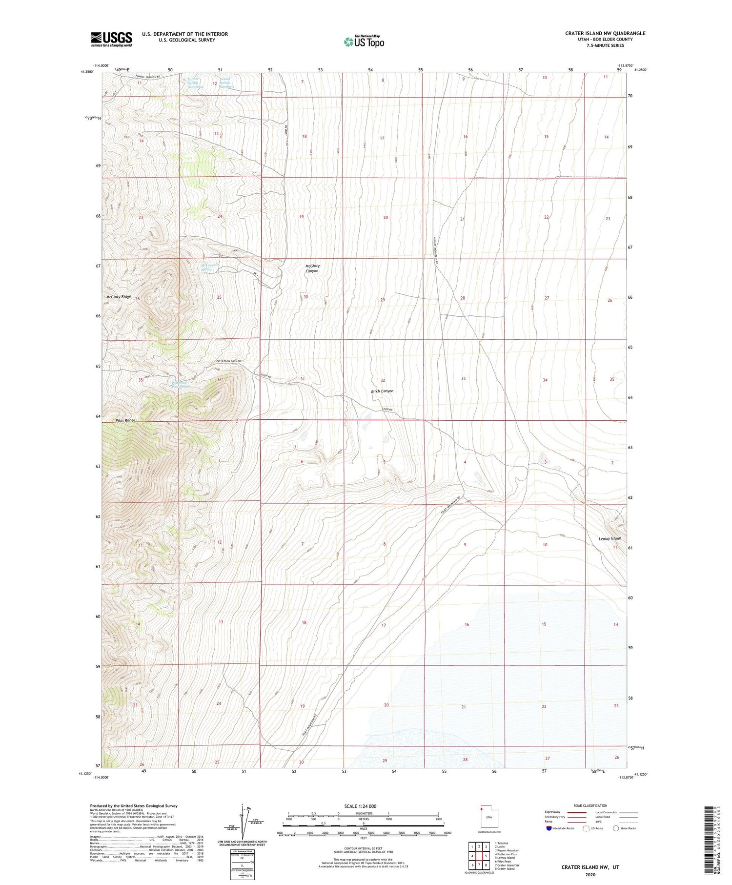 Crater Island NW Utah US Topo Map Image