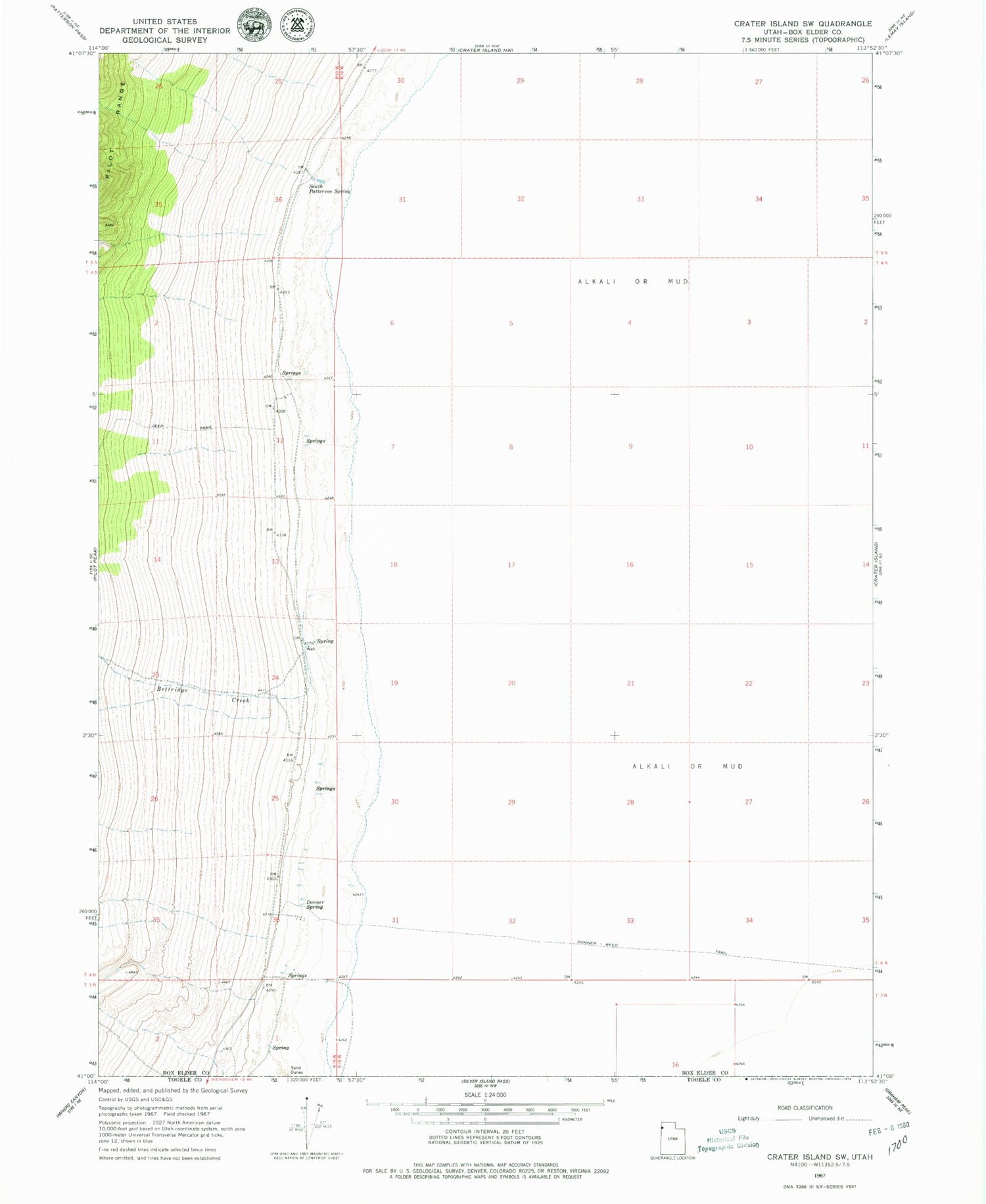 Classic USGS Crater Island SW Utah 7.5'x7.5' Topo Map Image