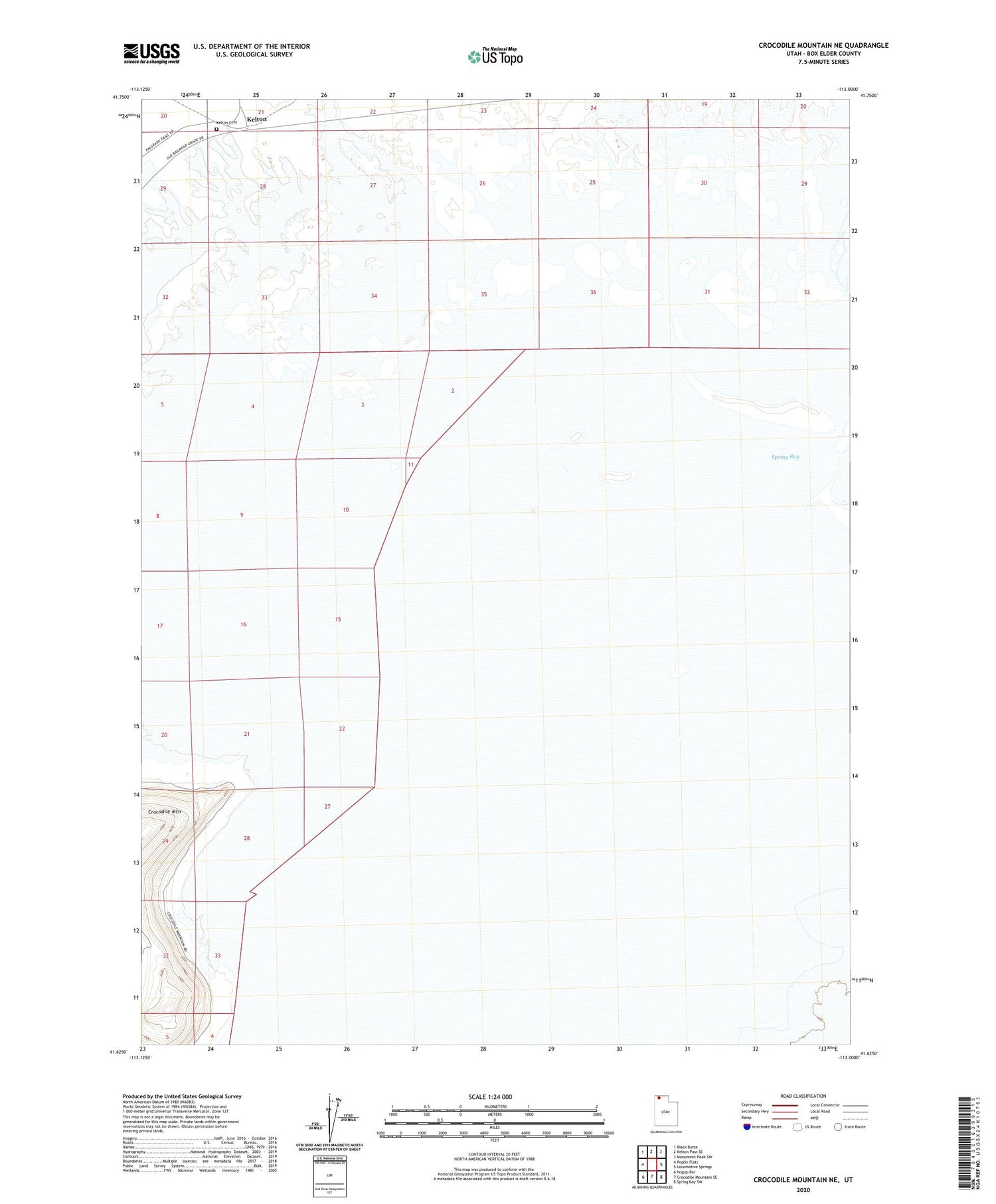 Crocodile Mountain NE Utah US Topo Map Image