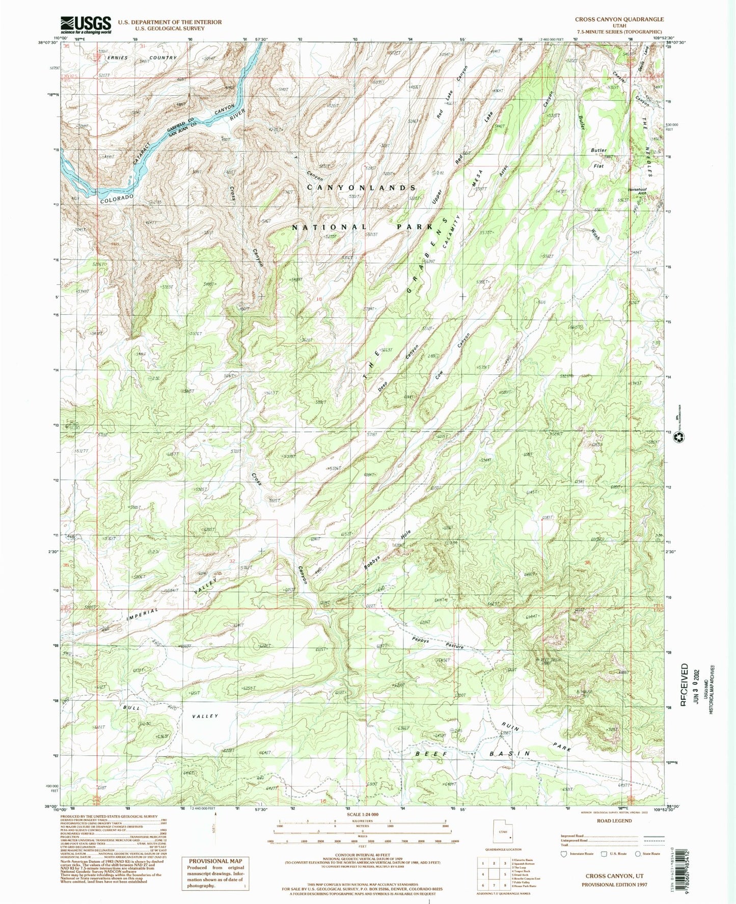 Classic USGS Cross Canyon Utah 7.5'x7.5' Topo Map Image