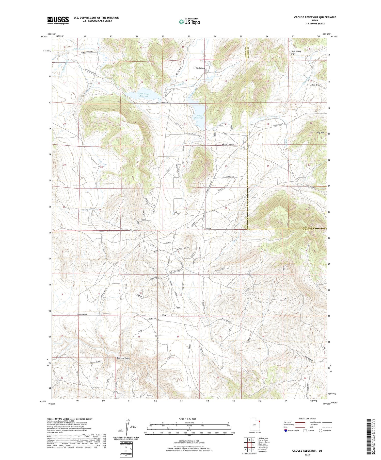 Crouse Reservoir Utah US Topo Map Image