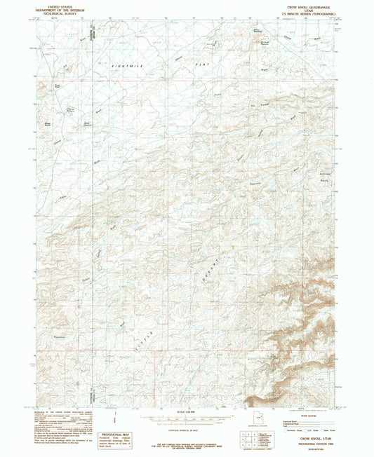 Classic USGS Crow Knoll Utah 7.5'x7.5' Topo Map Image