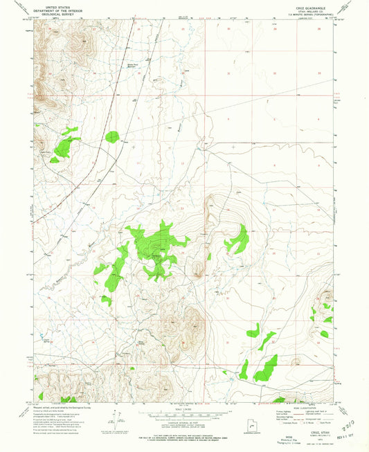 Classic USGS Cruz Utah 7.5'x7.5' Topo Map Image