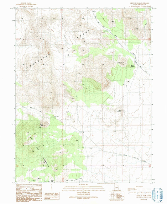 Classic USGS Crystal Peak Utah 7.5'x7.5' Topo Map Image