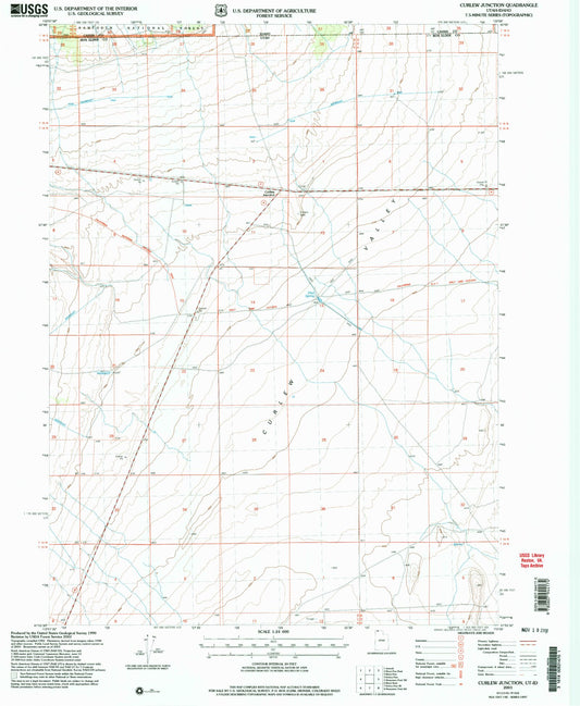 Classic USGS Curlew Junction Utah 7.5'x7.5' Topo Map Image