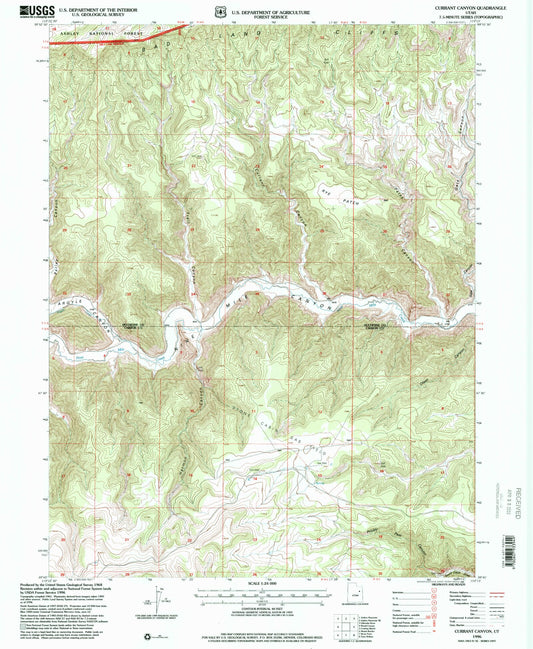Classic USGS Currant Canyon Utah 7.5'x7.5' Topo Map Image
