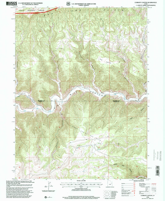 Classic USGS Currant Canyon Utah 7.5'x7.5' Topo Map Image