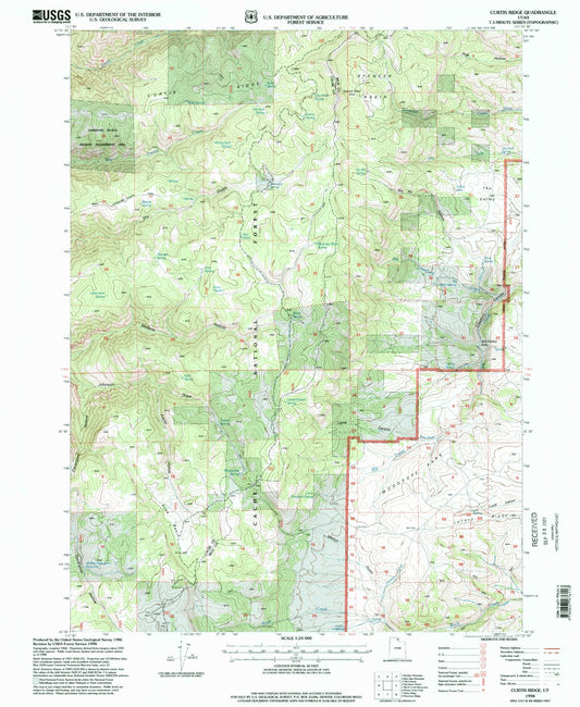 Classic USGS Curtis Ridge Utah 7.5'x7.5' Topo Map Image