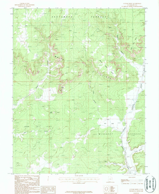Classic USGS Cutler Point Utah 7.5'x7.5' Topo Map Image