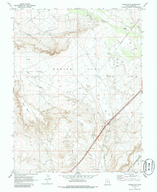 Classic USGS Danish Flat Utah 7.5'x7.5' Topo Map Image